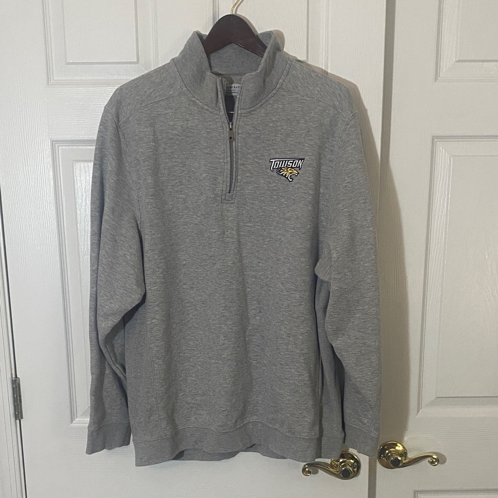 Towson University Gray 1/4-Zip Sweatshirt TU  2X embroidered